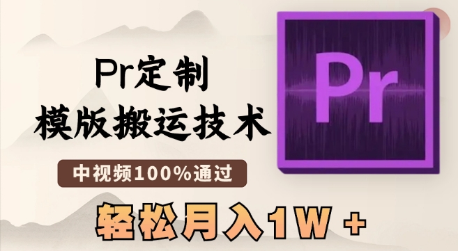 最新Pr定制模版搬运技术，中视频100%通过，几分钟一条视频，轻松月入1W＋【揭秘】-一课资源