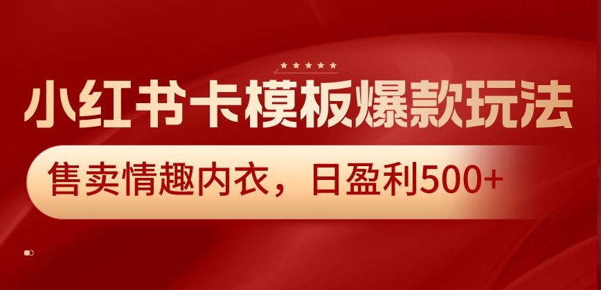 小红书卡模板爆款玩法，售卖情趣内衣，日盈利500+【揭秘】-一课资源