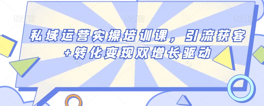 私域运营实操培训课，引流获客+转化变现双增长驱动-一课资源