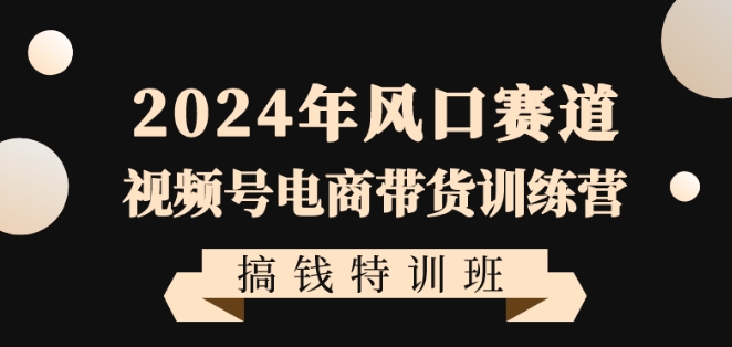 2024年风口赛道视频号电商带货训练营搞钱特训班，带领大家快速入局自媒体电商带货-一课资源
