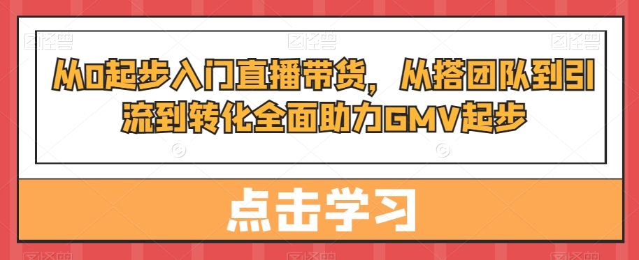 从0起步入门直播带货，​从搭团队到引流到转化全面助力GMV起步-一课资源