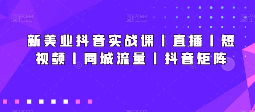 新美业抖音实战课丨直播丨短视频丨同城流量丨抖音矩阵-一课资源