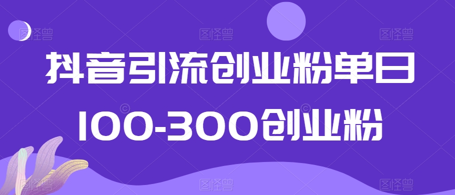 抖音引流创业粉单日100-300创业粉【揭秘】-一课资源