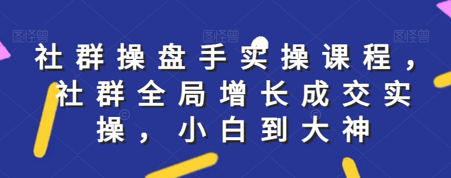 社群实操课程，社群全局增长成交实操，小白到大神-一课资源