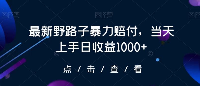最新野路子暴力赔付，当天上手日收益1000+【仅揭秘】-一课资源
