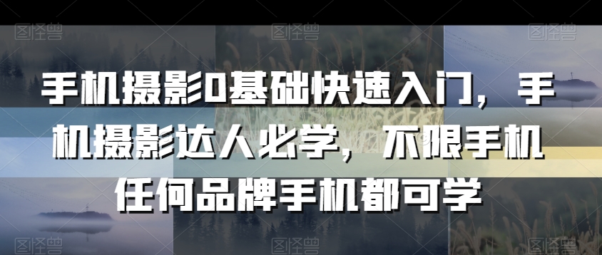 手机摄影0基础快速入门，手机摄影达人必学，不限手机任何品牌手机都可学-一课资源