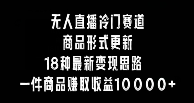 无人直播冷门赛道，商品形式更新，18种变现思路，一件商品赚取收益10000+【揭秘】-一课资源