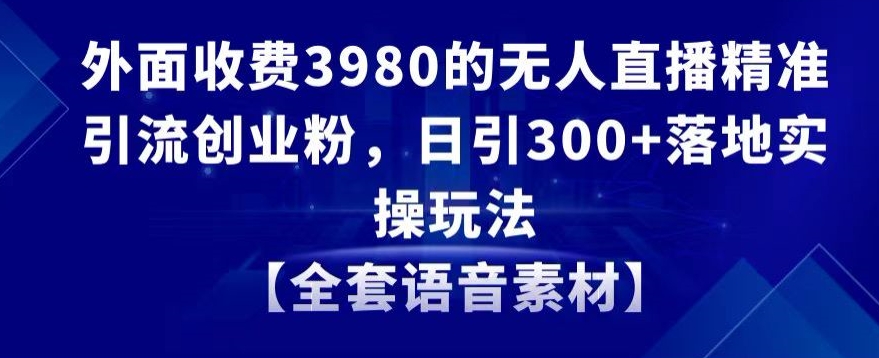 外面收费3980的无人直播精准引流创业粉，日引300+落地实操玩法【全套语音素材】【揭秘】-一课资源