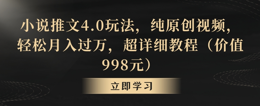 小说推文4.0玩法，纯原创视频，轻松月入过万，超详细教程（价值998元）【揭秘】-一课资源