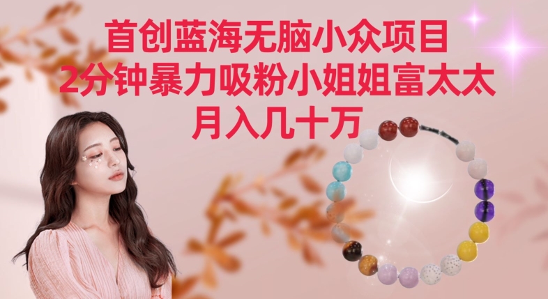 首创蓝海无脑小众项目，2分钟暴力吸粉小姐姐富太太，月入几十万【揭秘】-一课资源