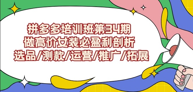 拼多多培训班第34期：做高价女装必盈利剖析选品/测款/运营/推广/拓展-一课资源