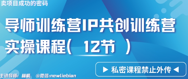 导师训练营3.0IP共创训练营私密实操课程（12节）-卖项目的密码成功秘诀【揭秘】-一课资源