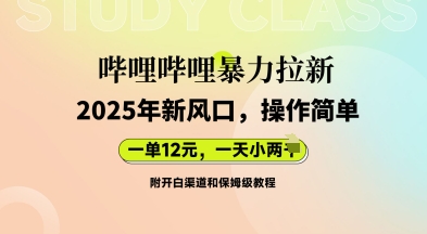 哔哩哔哩暴力拉新：2025年新风口，一单12元，一天数张(附开白渠道和保姆级教程)-一课资源