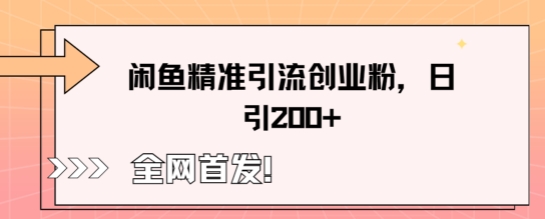 闲鱼精准引流创业粉，轻松日引200+-一课资源