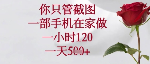 你只管截图，一部手机在家操作，一小时120.一天5张【揭秘】-一课资源