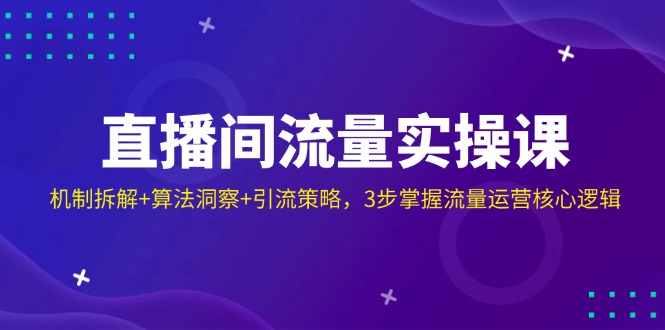 （14122期）直播间流量实操课：机制拆解+算法洞察+引流策略，3步掌握流量运营核心逻辑-一课资源